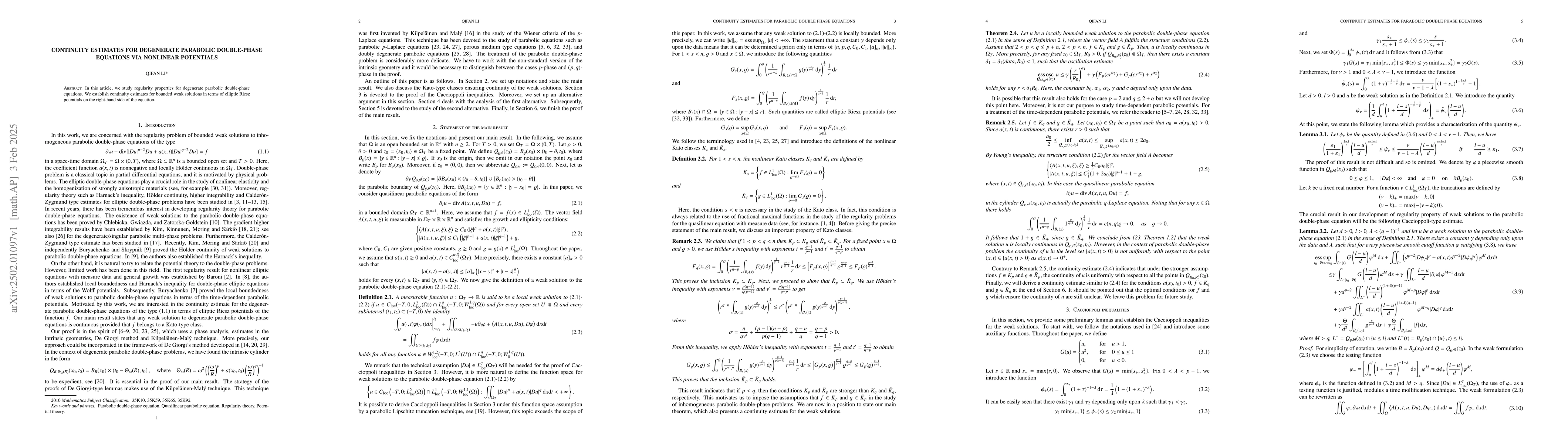 Thumbnail for Continuity estimates for degenerate parabolic double-phase equations via
  nonlinear potentials
