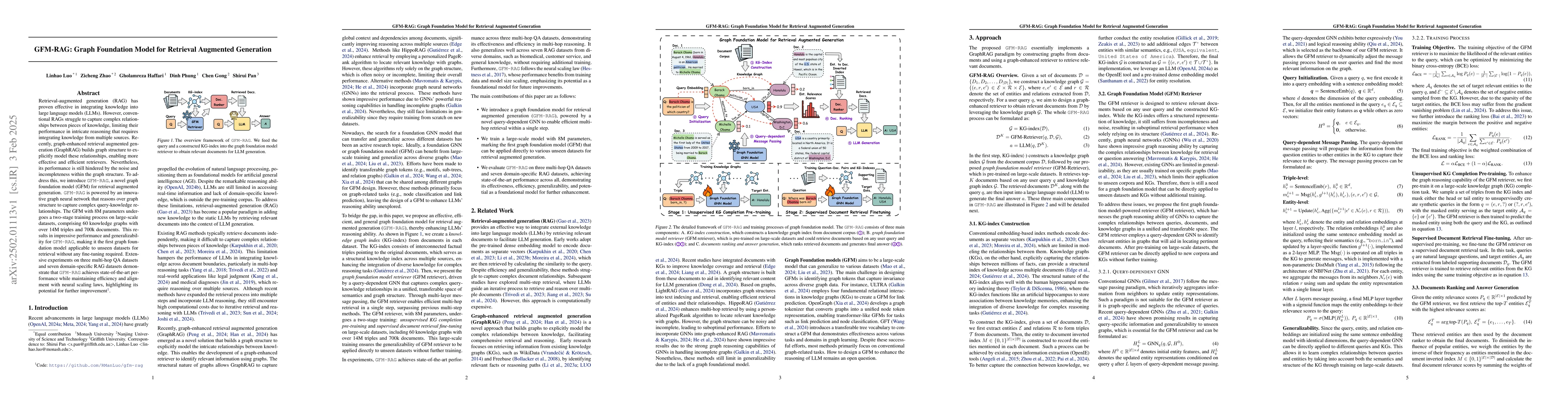 Thumbnail for GFM-RAG: Graph Foundation Model for Retrieval Augmented Generation