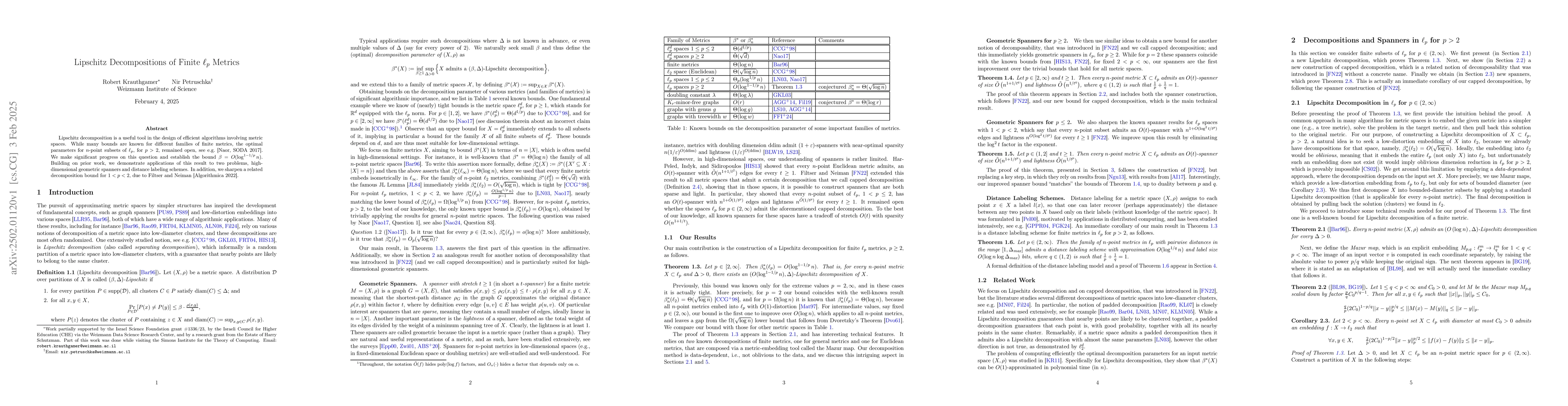 Thumbnail for Lipschitz Decompositions of Finite $\ell_{p}$ Metrics