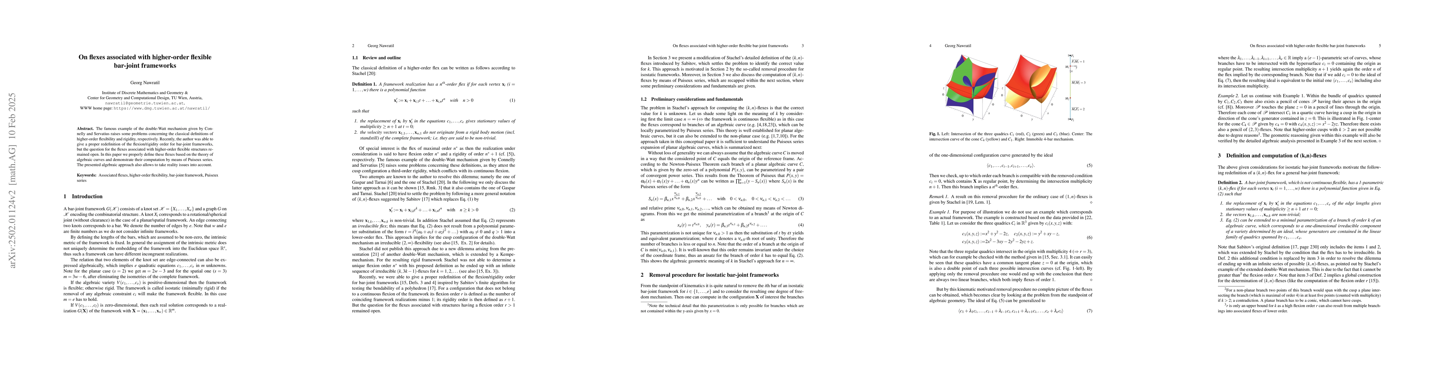 Thumbnail for On flexes associated with higher-order flexible bar-joint frameworks