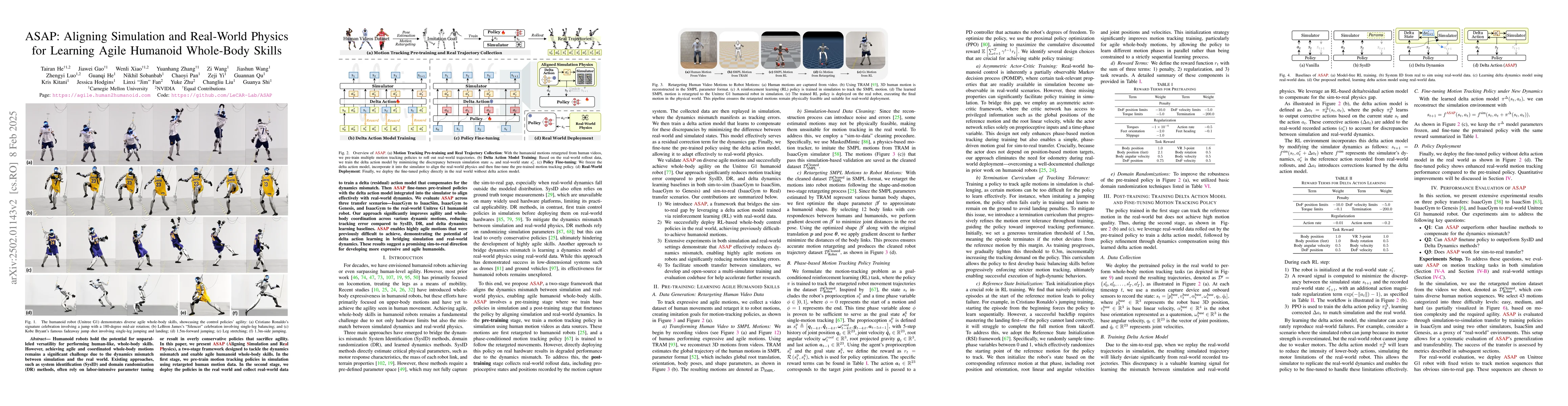 Thumbnail for ASAP: Aligning Simulation and Real-World Physics for Learning Agile
  Humanoid Whole-Body Skills