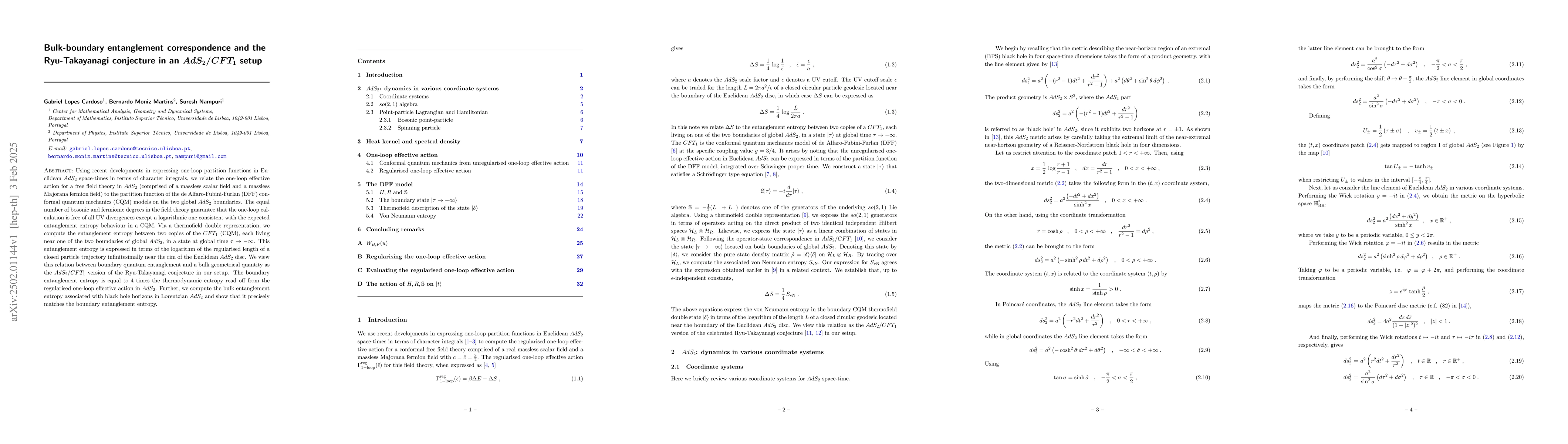 Thumbnail for Bulk-boundary entanglement correspondence and the Ryu-Takayanagi
  conjecture in an $AdS_2/CFT_1$ setup