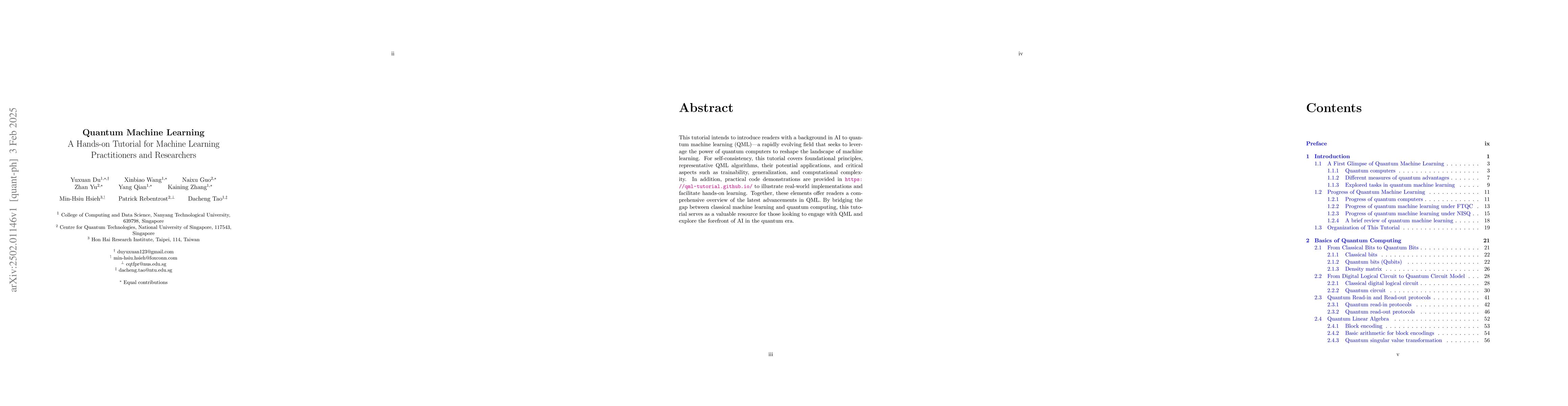 Thumbnail for Quantum Machine Learning: A Hands-on Tutorial for Machine Learning
  Practitioners and Researchers