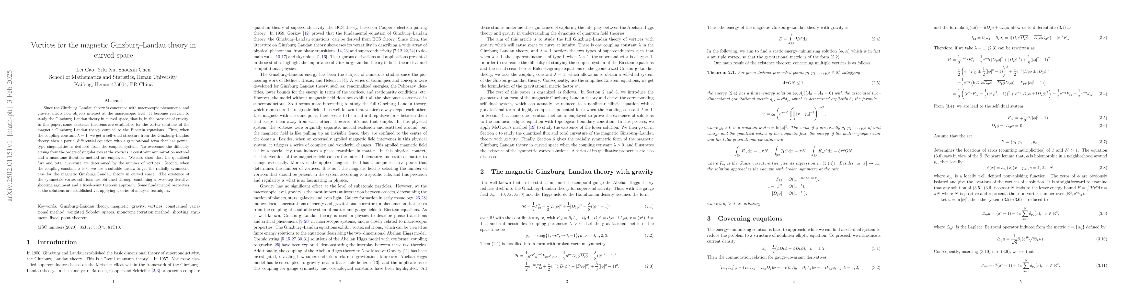 Thumbnail for Vortices for the magnetic Ginzburg-Landau theory in curved space