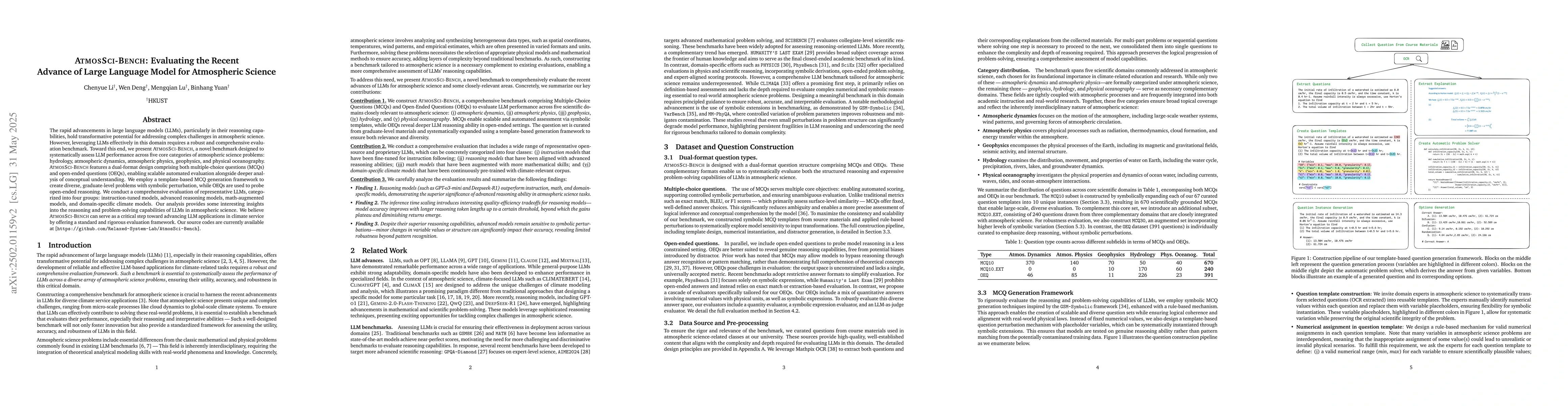 Thumbnail for AtmosSci-Bench: Evaluating the Recent Advance of Large Language Model
  for Atmospheric Science