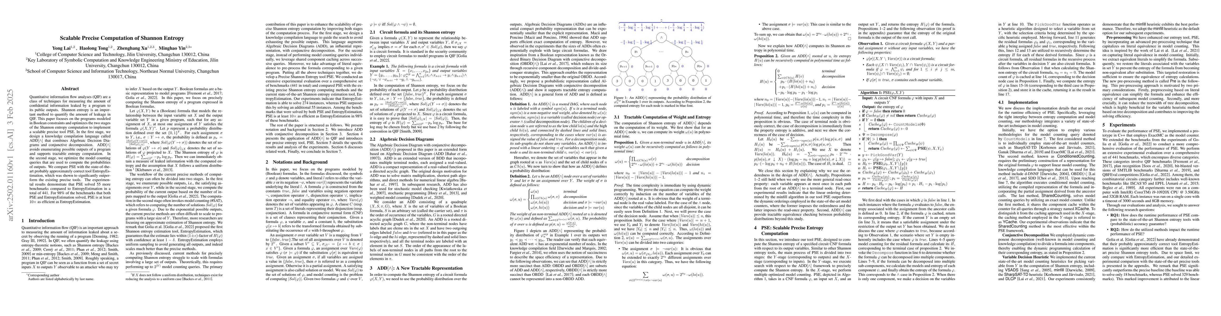 Thumbnail for Scalable Precise Computation of Shannon Entropy