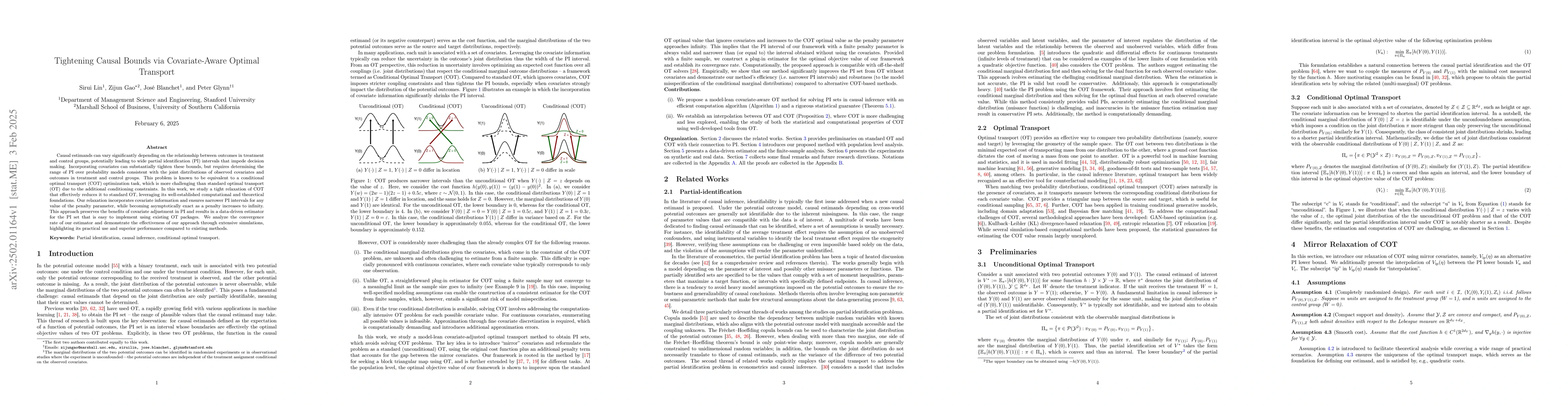 Thumbnail for Tightening Causal Bounds via Covariate-Aware Optimal Transport