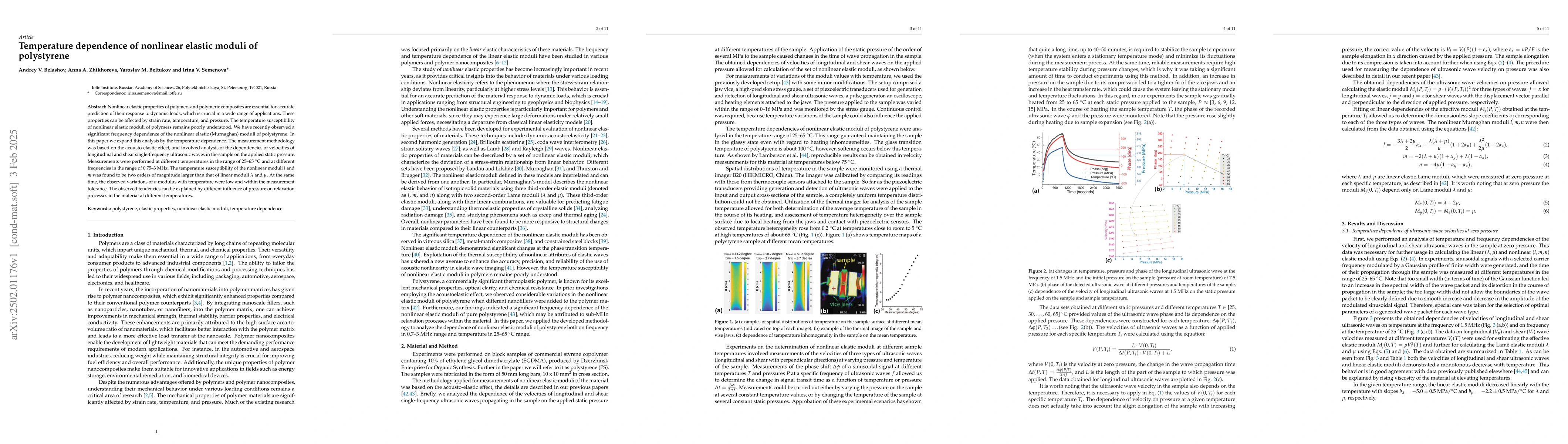 Thumbnail for Temperature dependence of nonlinear elastic moduli of polystyrene