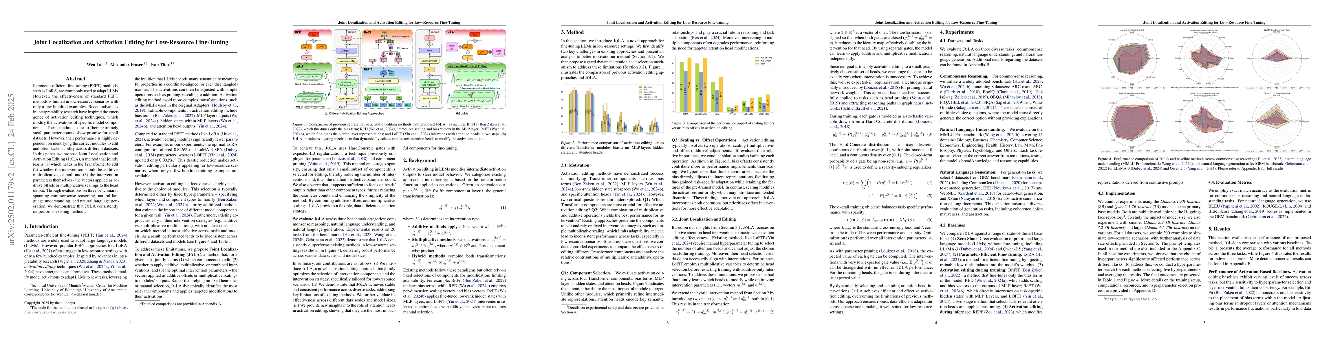 Thumbnail for Joint Localization and Activation Editing for Low-Resource Fine-Tuning