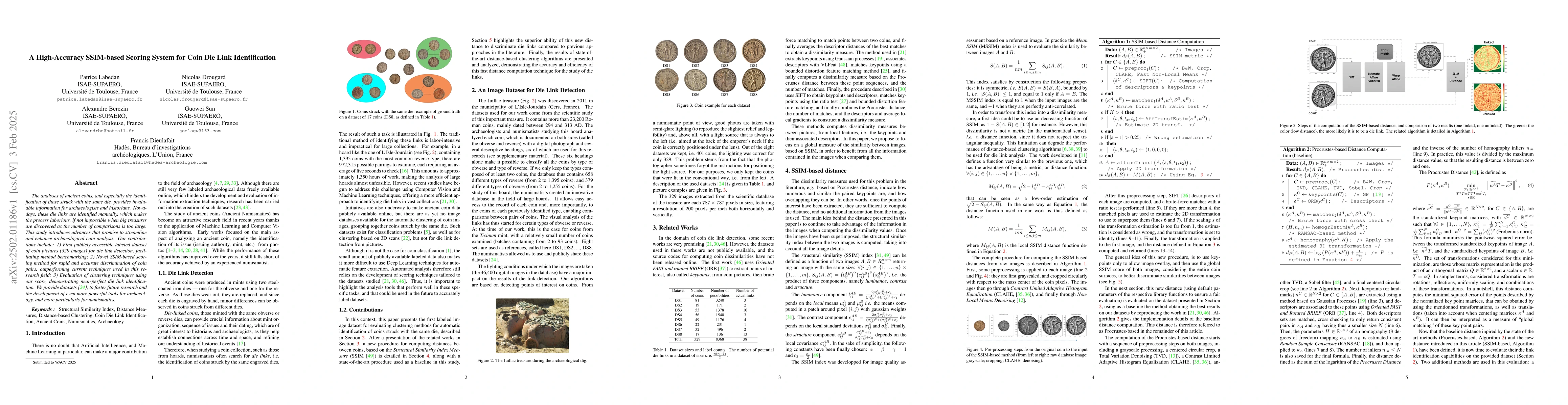 Thumbnail for A High-Accuracy SSIM-based Scoring System for Coin Die Link
  Identification