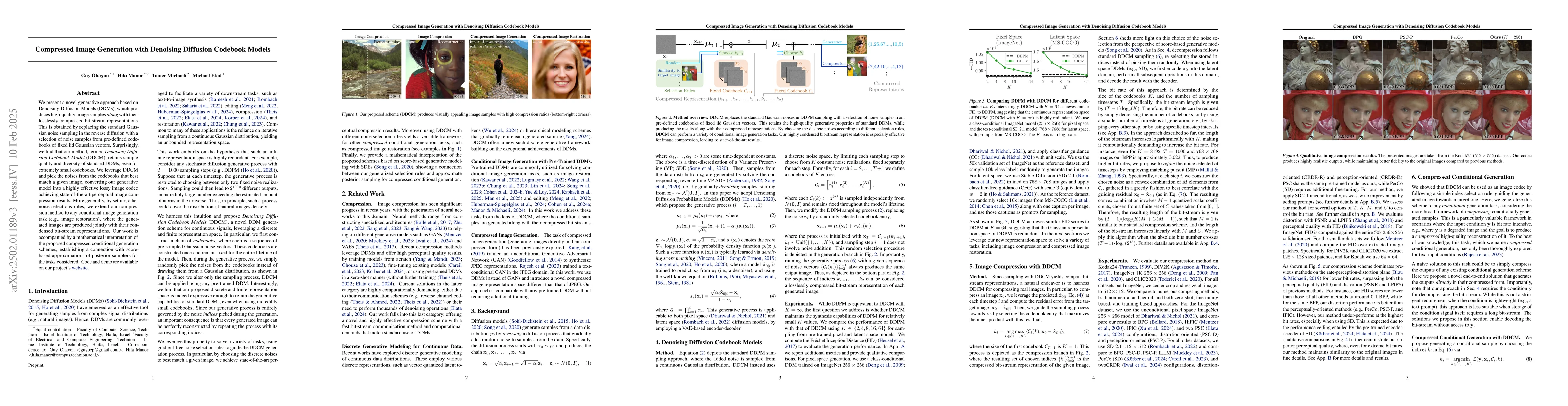 Thumbnail for Compressed Image Generation with Denoising Diffusion Codebook Models