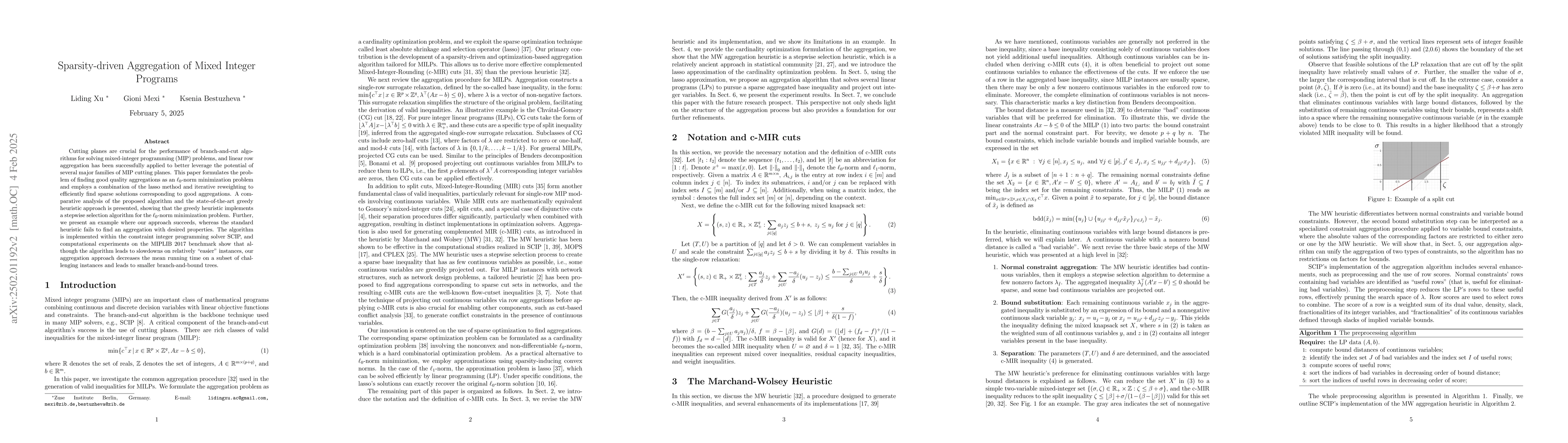Thumbnail for Sparsity-driven Aggregation of Mixed Integer Programs