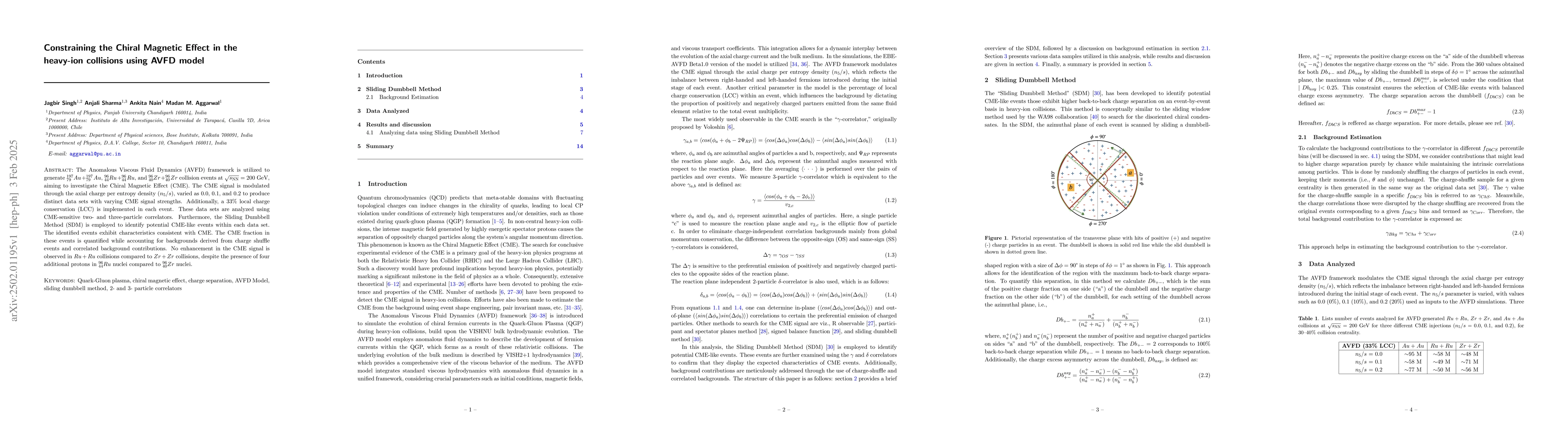Thumbnail for Constraining the Chiral Magnetic Effect in the heavy-ion collisions
  using AVFD model