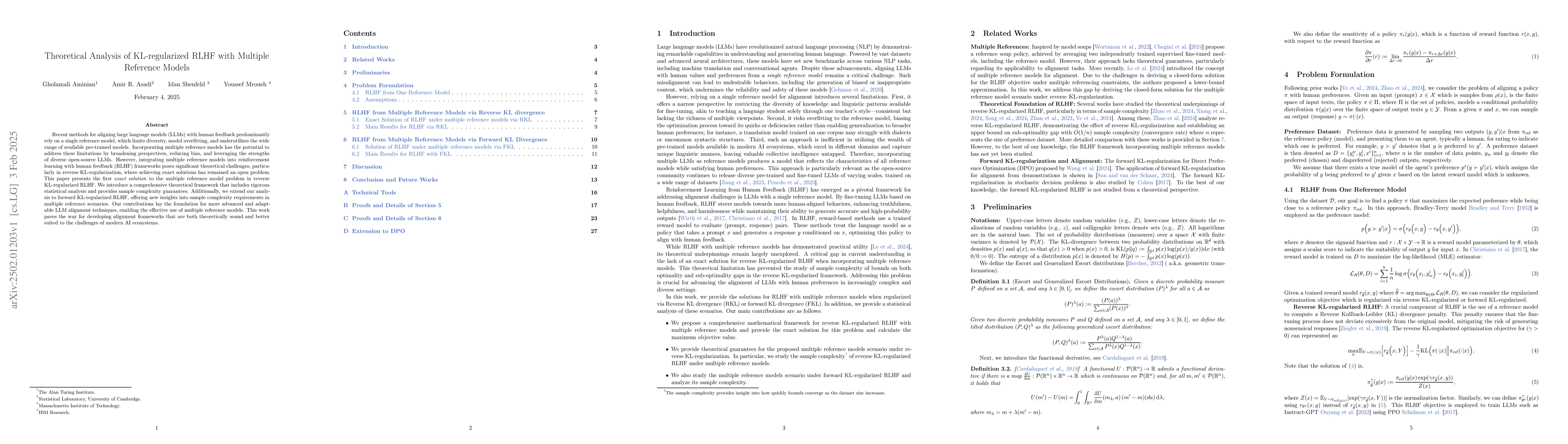 Thumbnail for Theoretical Analysis of KL-regularized RLHF with Multiple Reference
  Models