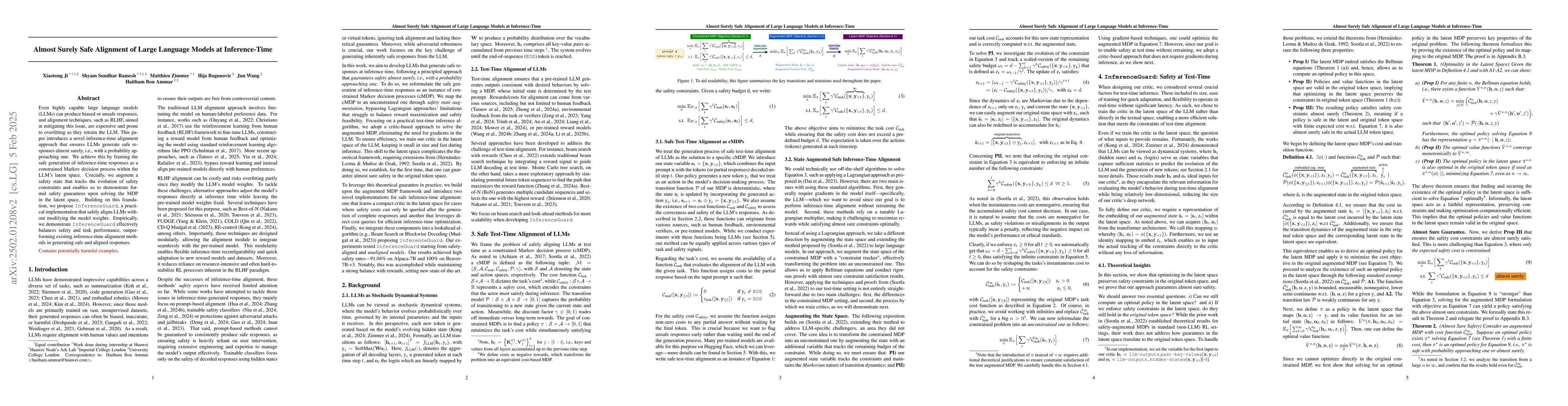 Thumbnail for Almost Surely Safe Alignment of Large Language Models at Inference-Time