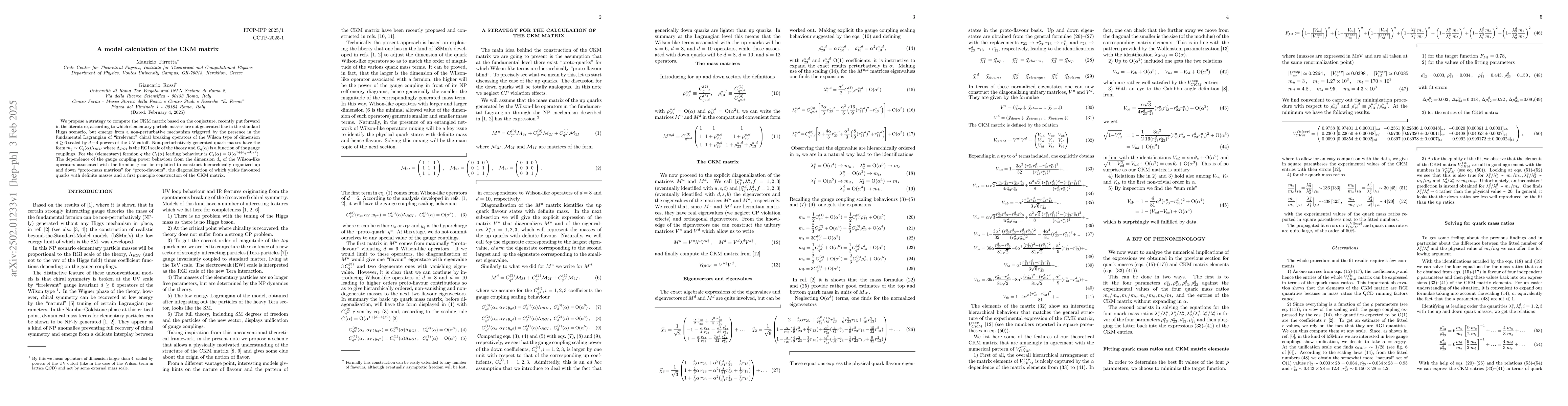 Thumbnail for A model calculation of the CKM matrix