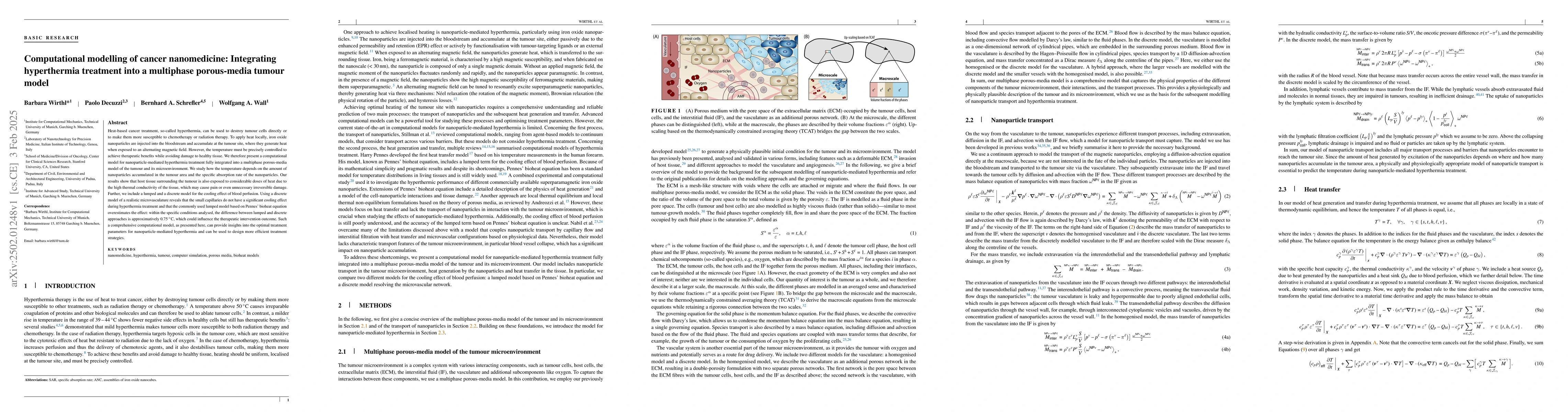 Thumbnail for Computational modelling of cancer nanomedicine: Integrating hyperthermia
  treatment into a multiphase porous-media tumour model
