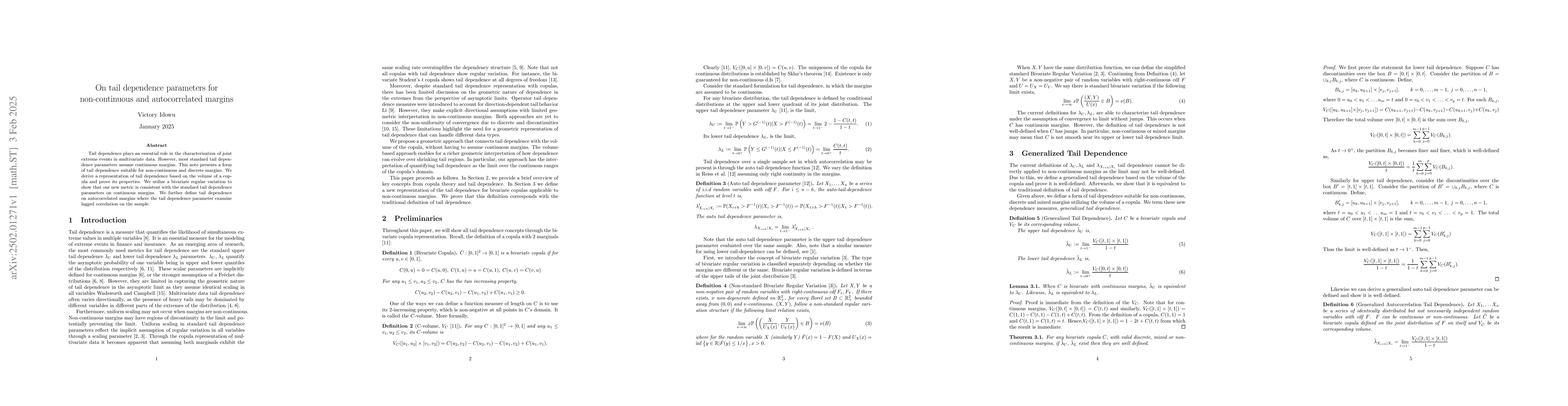 Thumbnail for On tail dependence parameters for non-continuous and autocorrelated
  margins
