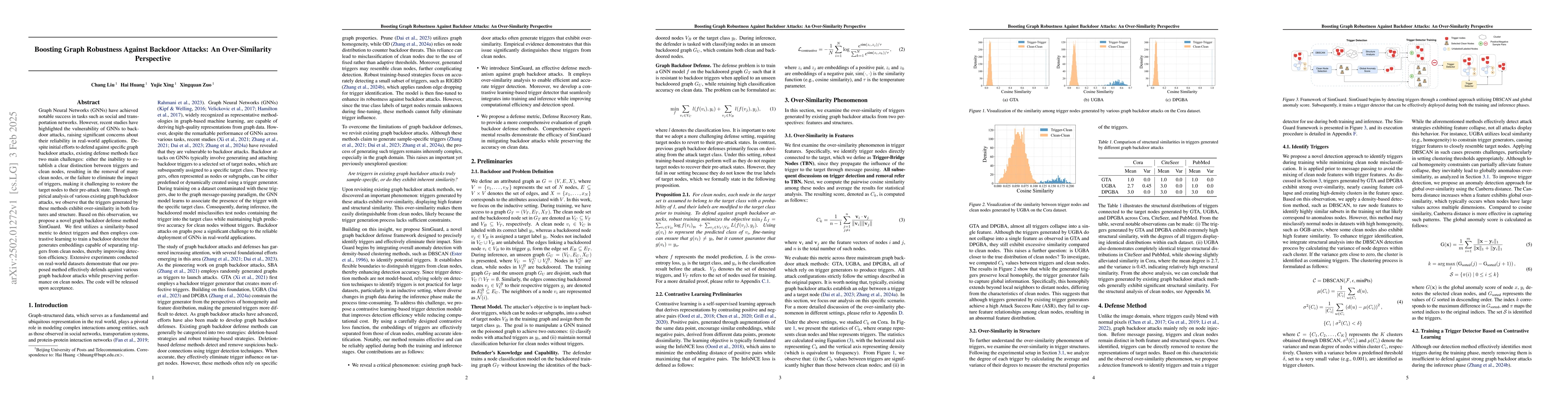 Thumbnail for Boosting Graph Robustness Against Backdoor Attacks: An Over-Similarity
  Perspective