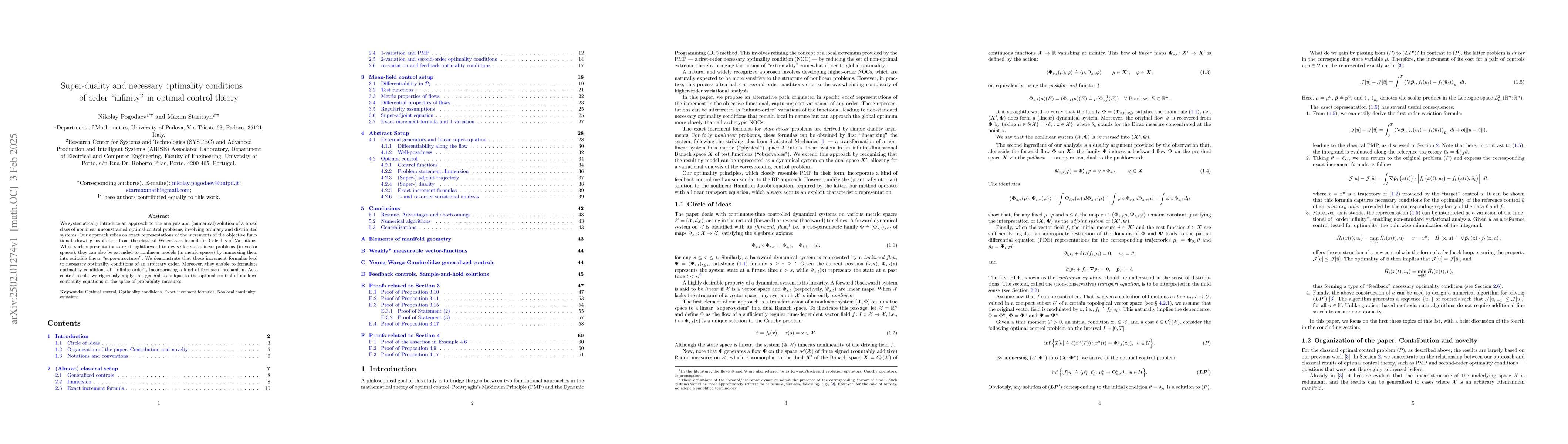 Thumbnail for Super-duality and necessary optimality conditions of order "infinity" in
  optimal control theory