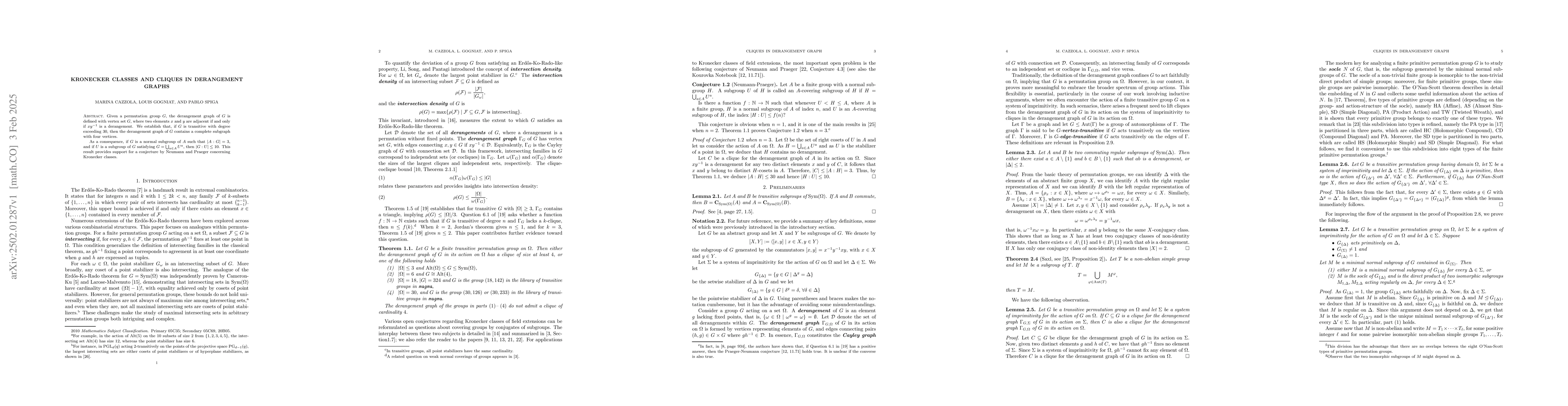 Thumbnail for Kronecker classes and cliques in derangement graphs