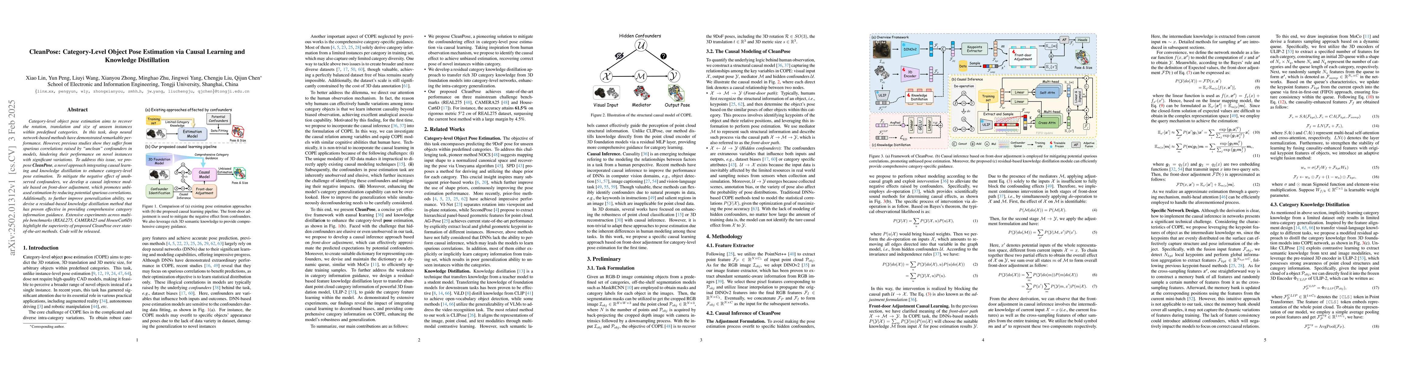 Thumbnail for CleanPose: Category-Level Object Pose Estimation via Causal Learning and
  Knowledge Distillation