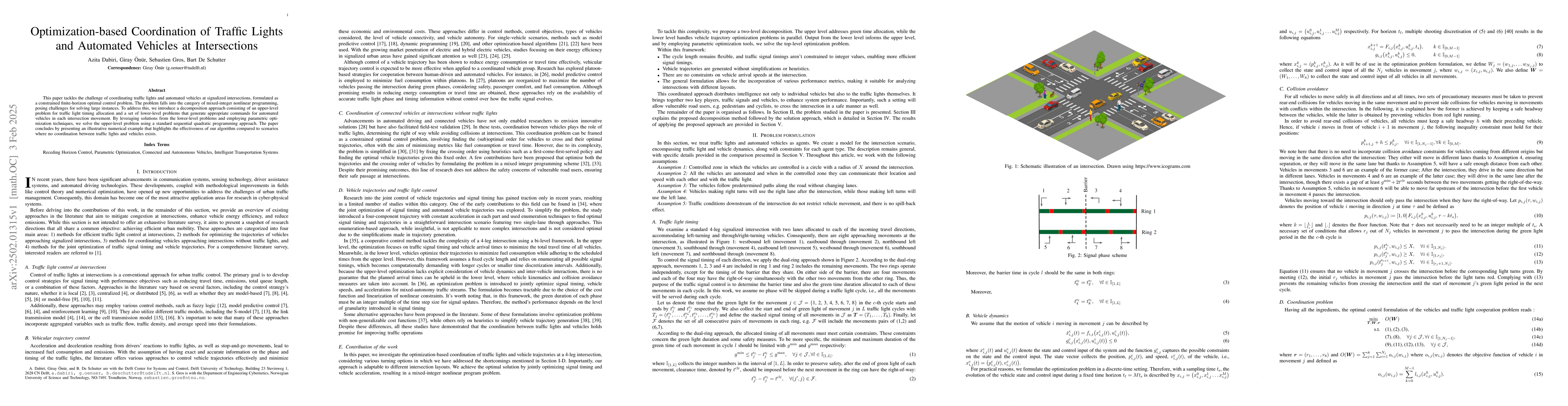 Thumbnail for Optimization-based Coordination of Traffic Lights and Automated Vehicles
  at Intersections