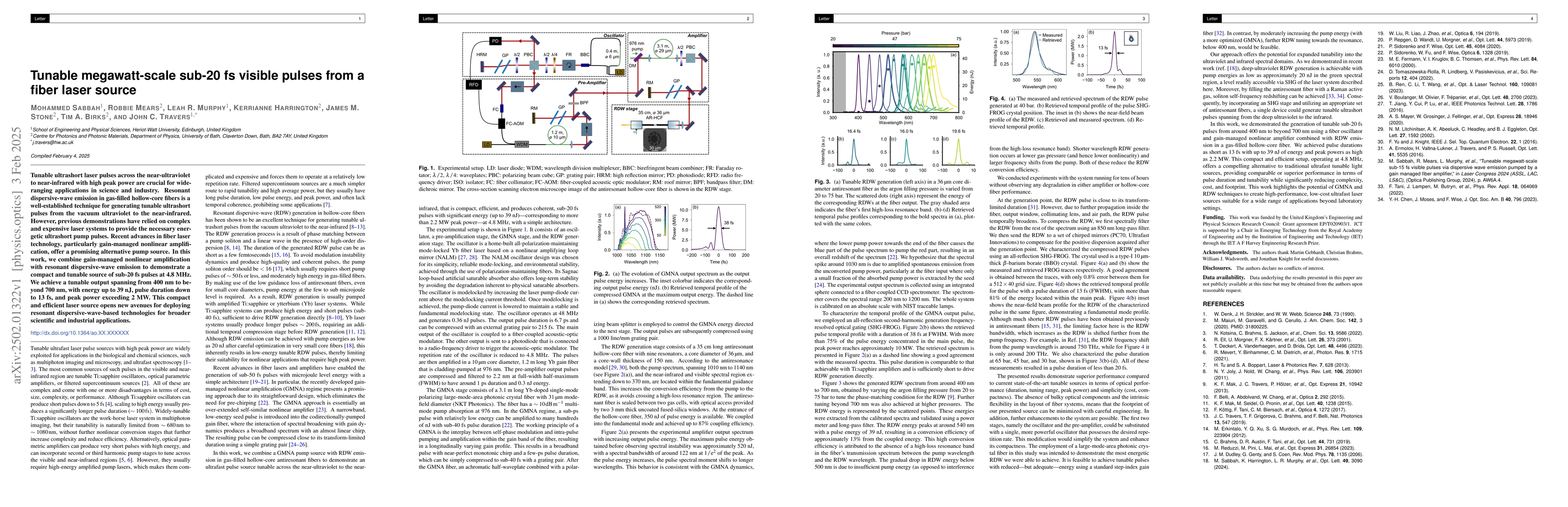 Thumbnail for Tunable megawatt-scale sub-20 fs visible pulses from a fiber laser
  source