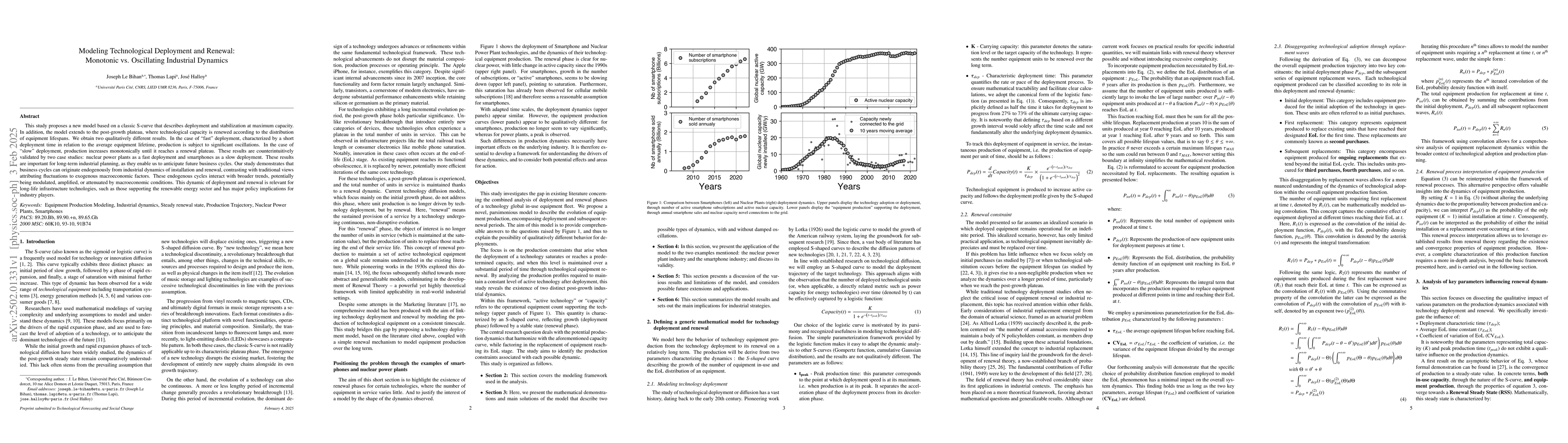 Thumbnail for Modeling Technological Deployment and Renewal: Monotonic vs. Oscillating
  Industrial Dynamics