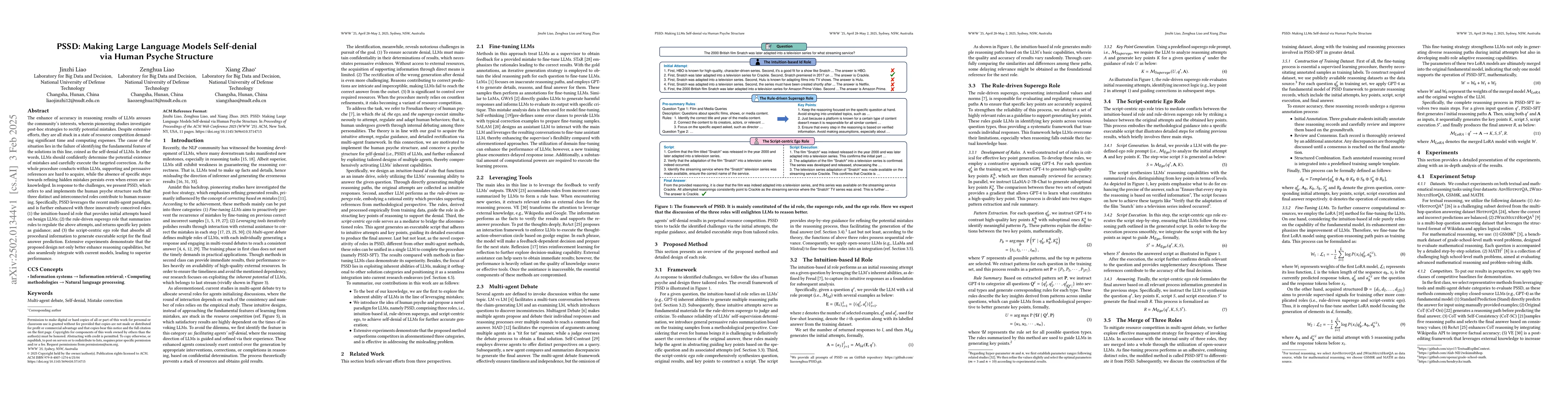 Thumbnail for PSSD: Making Large Language Models Self-denial via Human Psyche
  Structure