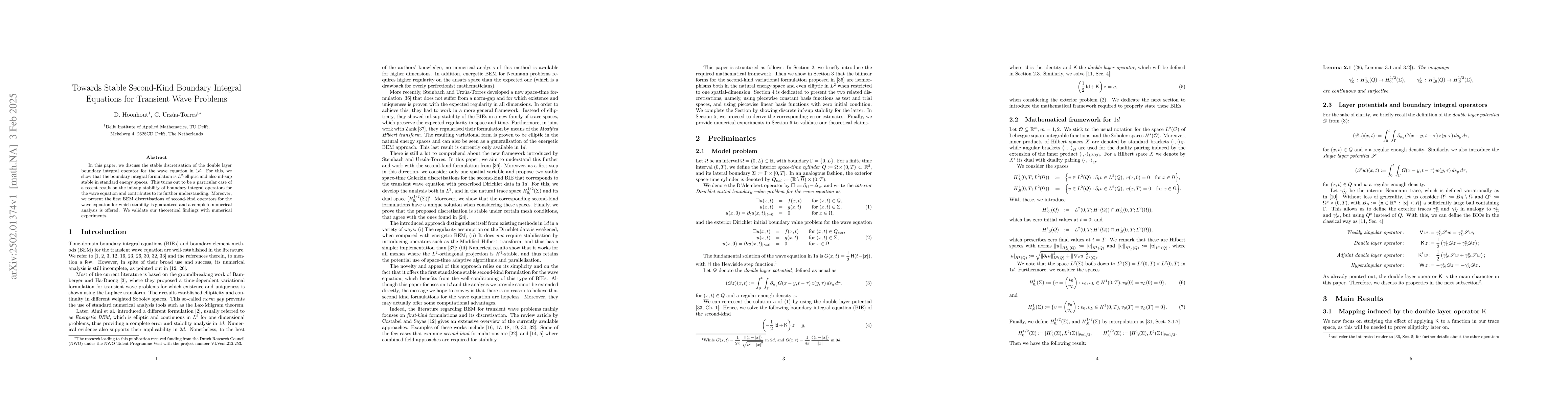 Thumbnail for Towards Stable Second-Kind Boundary Integral Equations for Transient
  Wave Problems