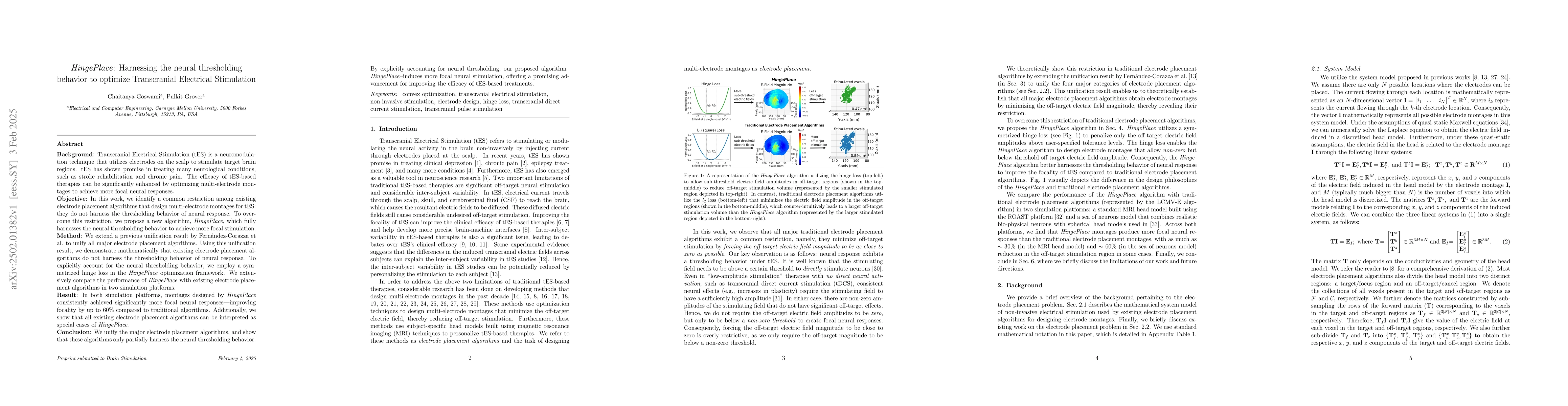 Thumbnail for HingePlace: Harnessing the neural thresholding behavior to optimize
  Transcranial Electrical Stimulation