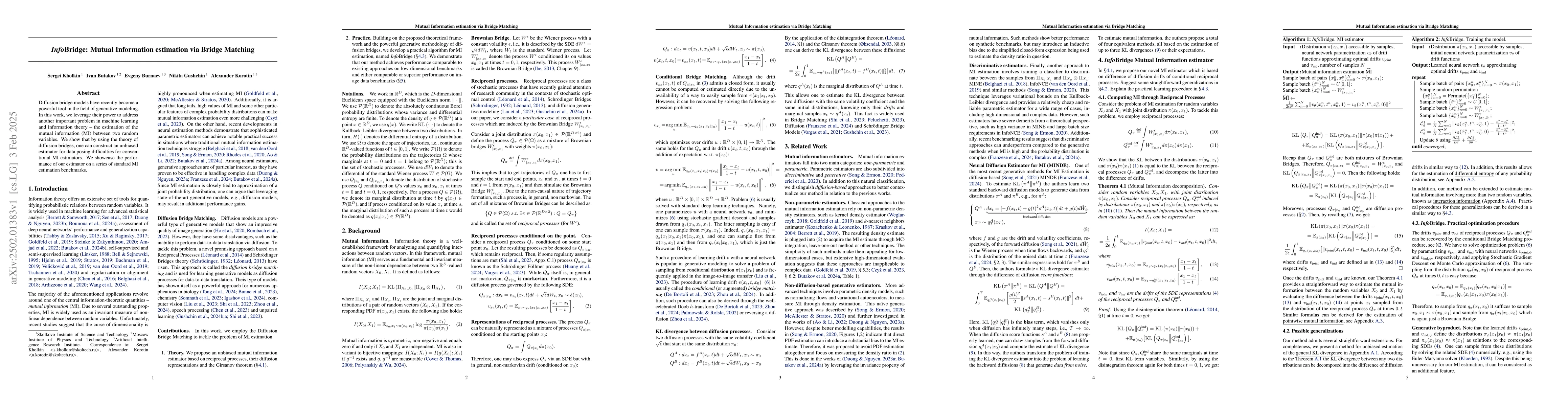 Thumbnail for InfoBridge: Mutual Information estimation via Bridge Matching
