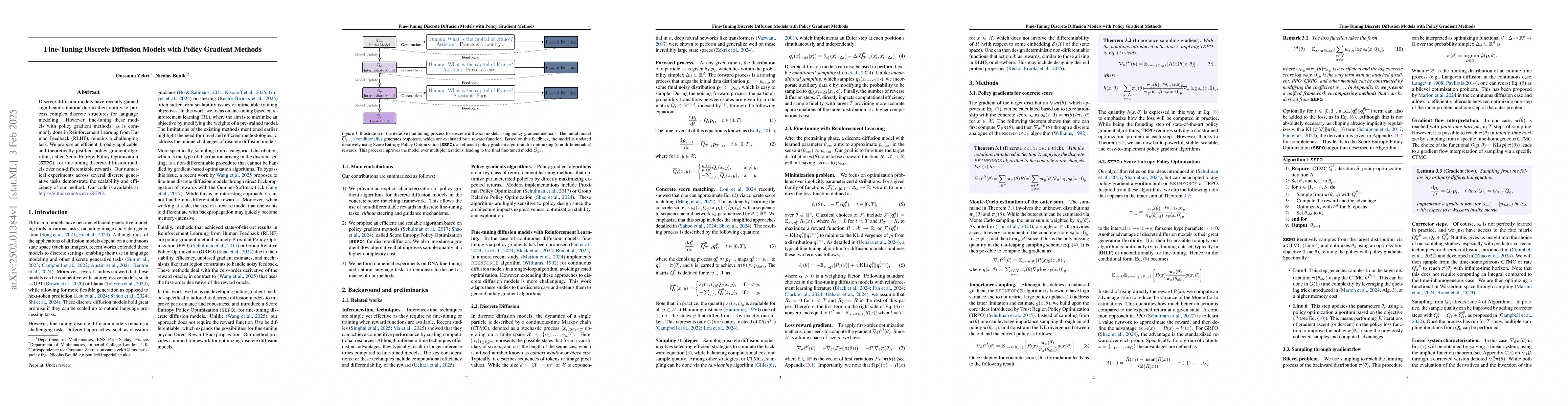 Thumbnail for Fine-Tuning Discrete Diffusion Models with Policy Gradient Methods