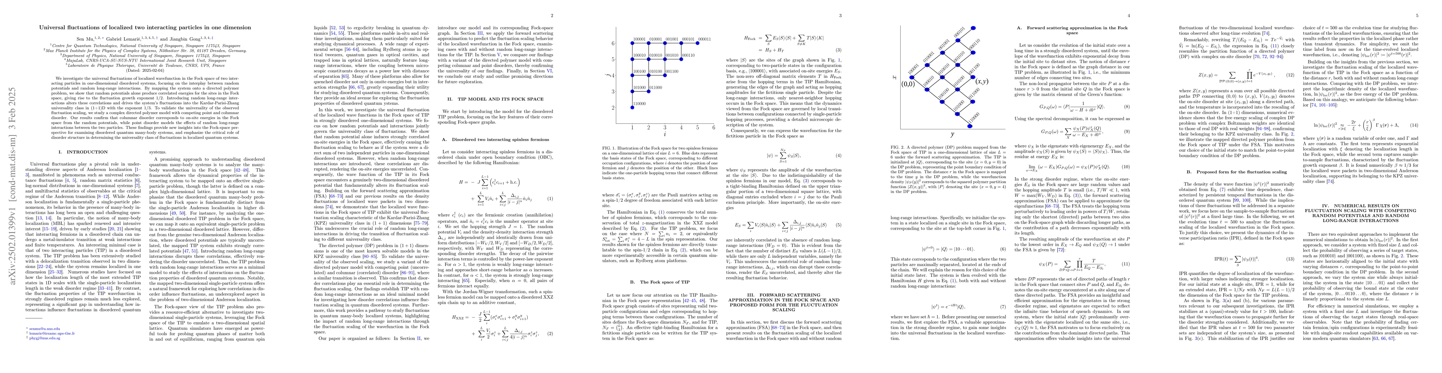 Thumbnail for Universal fluctuations of localized two interacting particles in one
  dimension