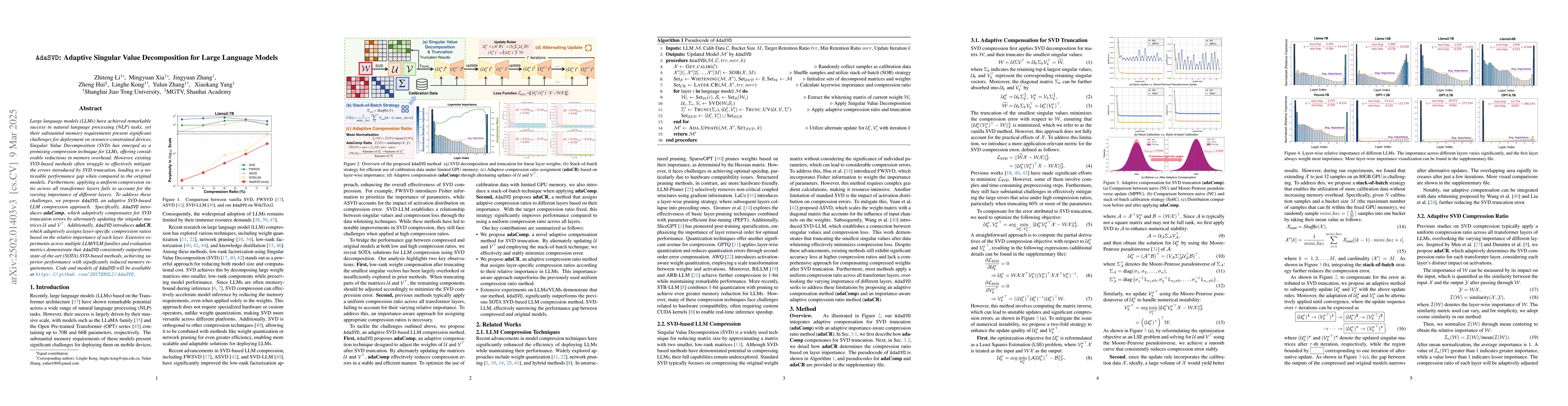 Thumbnail for AdaSVD: Adaptive Singular Value Decomposition for Large Language Models