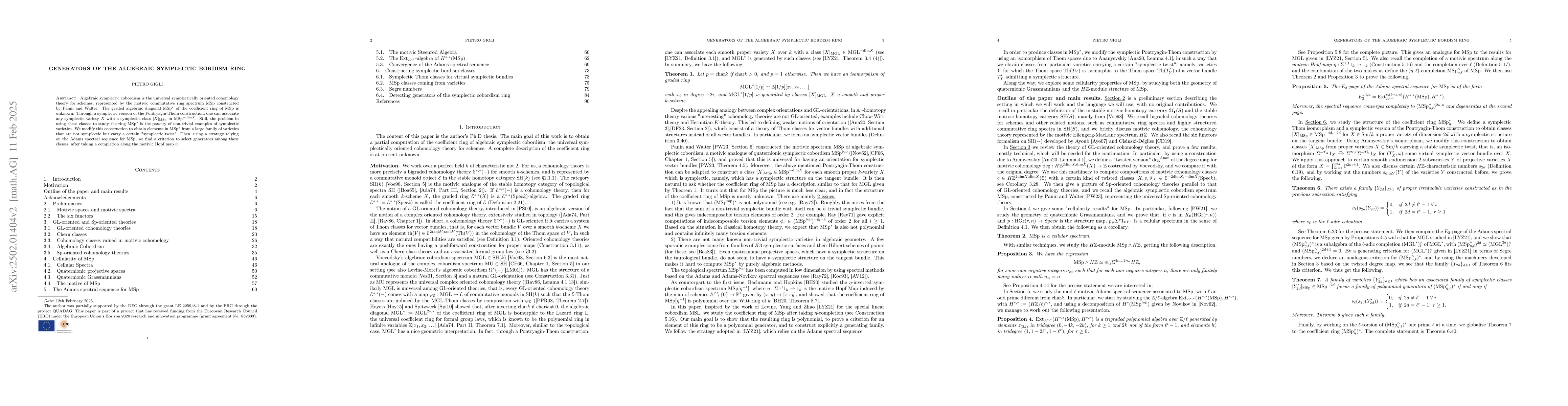 Thumbnail for Generators of the algebraic symplectic bordism ring