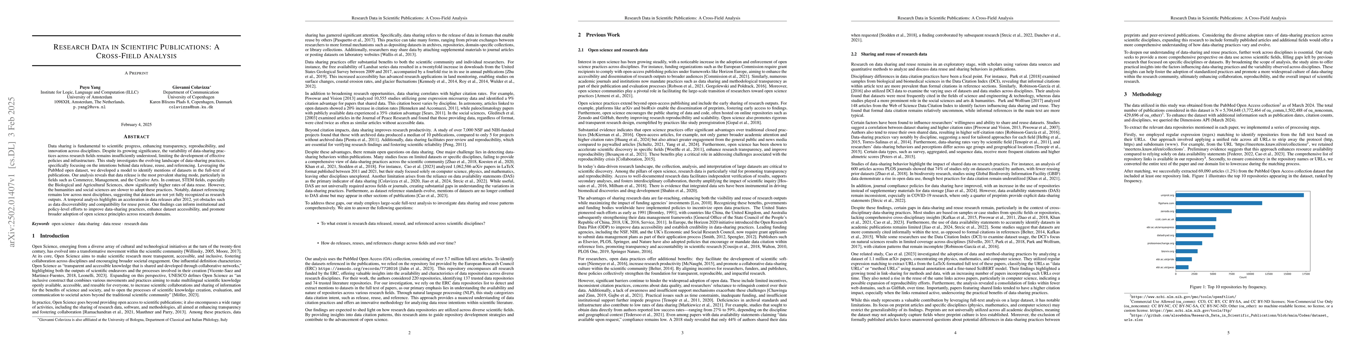 Thumbnail for Research Data in Scientific Publications: A Cross-Field Analysis