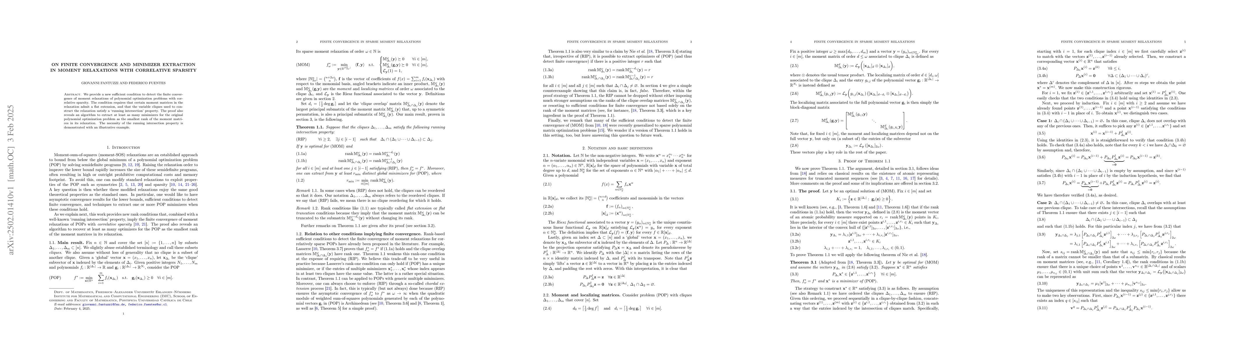 Thumbnail for On finite convergence and minimizer extraction in moment relaxations
  with correlative sparsity