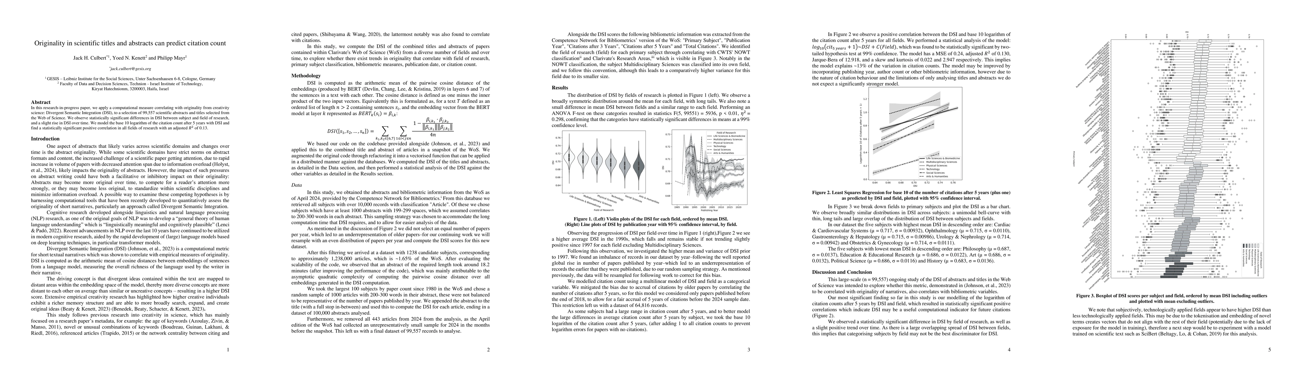Thumbnail for Originality in scientific titles and abstracts can predict citation
  count