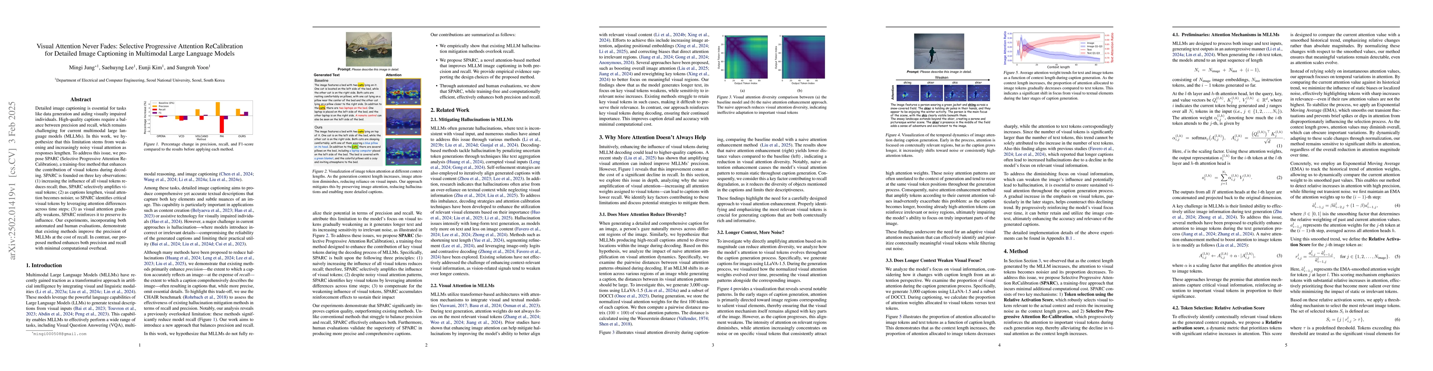 Thumbnail for Visual Attention Never Fades: Selective Progressive Attention
  ReCalibration for Detailed Image Captioning in Multimodal Large Language
  Models