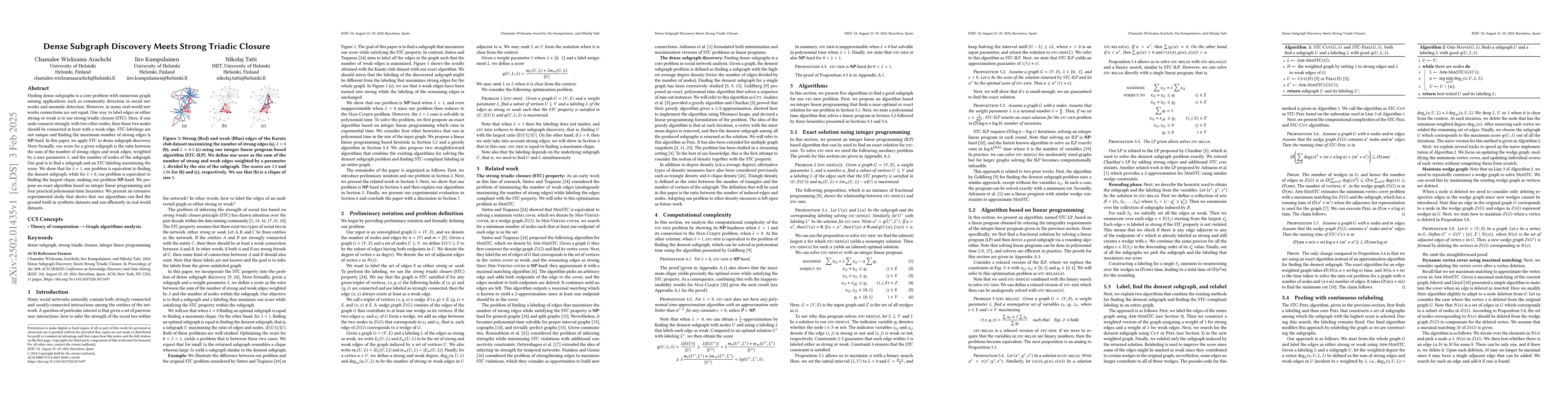 Thumbnail for Dense Subgraph Discovery Meets Strong Triadic Closure