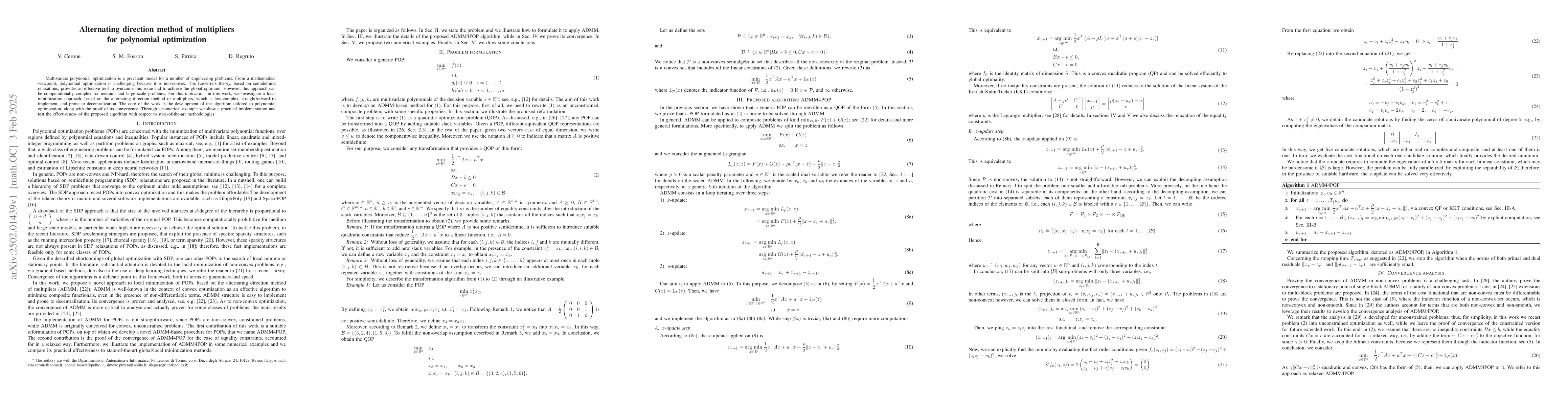 Thumbnail for Alternating direction method of multipliers for polynomial optimization