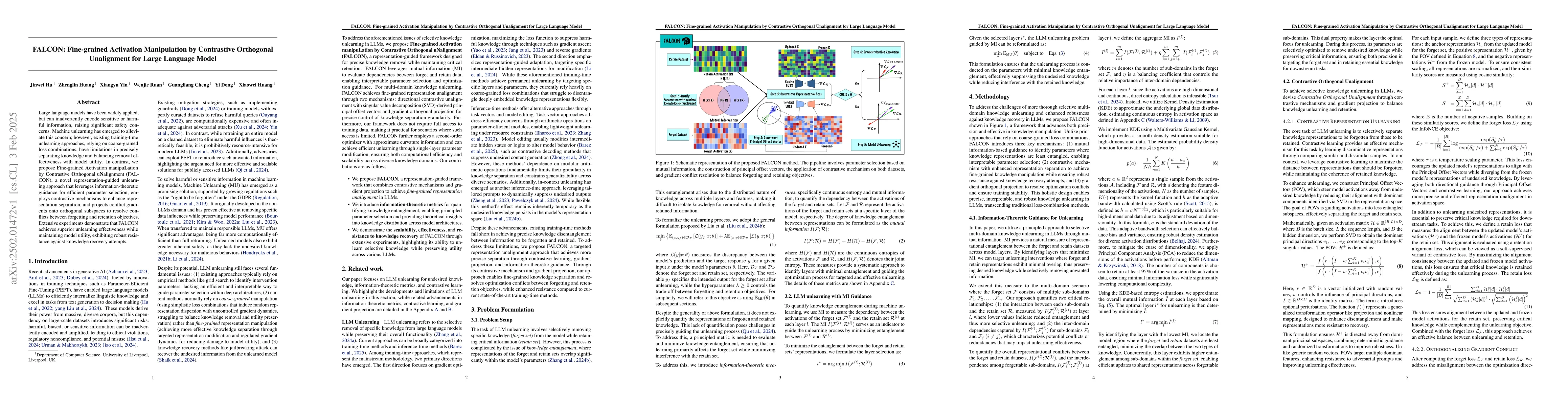 Thumbnail for FALCON: Fine-grained Activation Manipulation by Contrastive Orthogonal
  Unalignment for Large Language Model