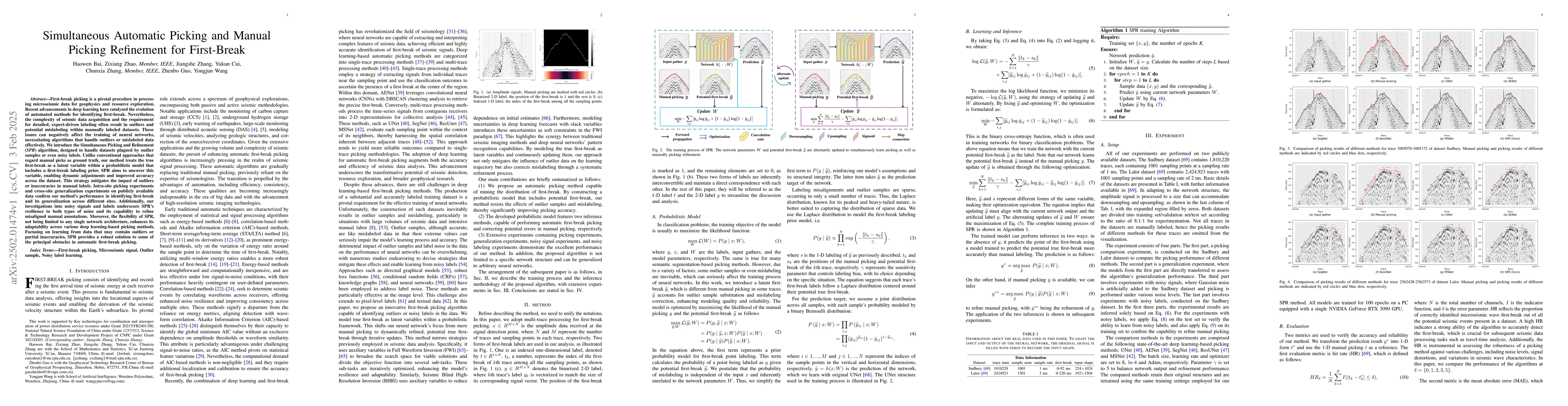 Thumbnail for Simultaneous Automatic Picking and Manual Picking Refinement for
  First-Break