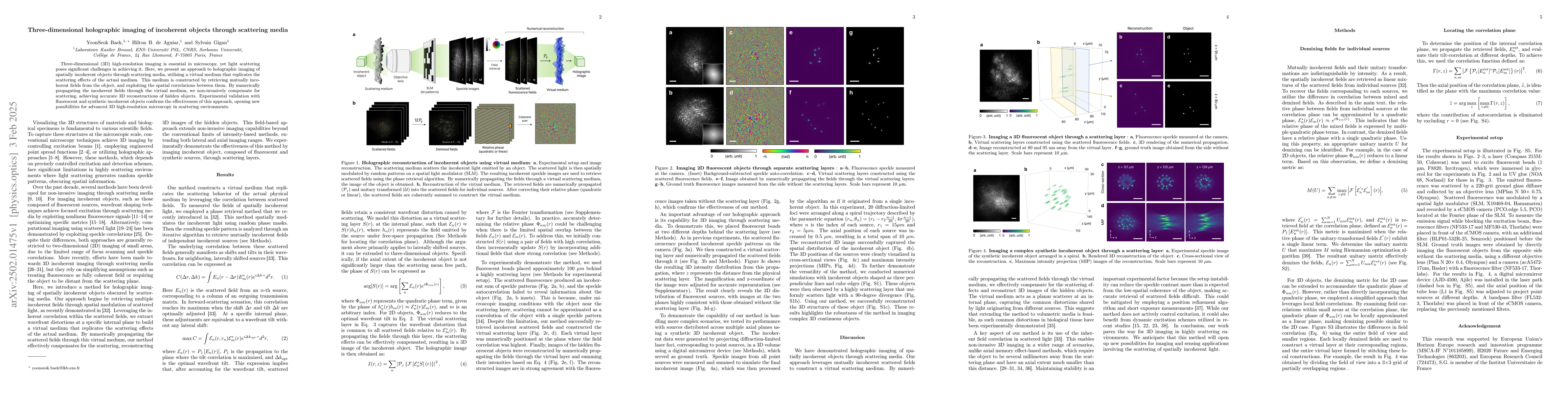 Thumbnail for Three-dimensional holographic imaging of incoherent objects through
  scattering media