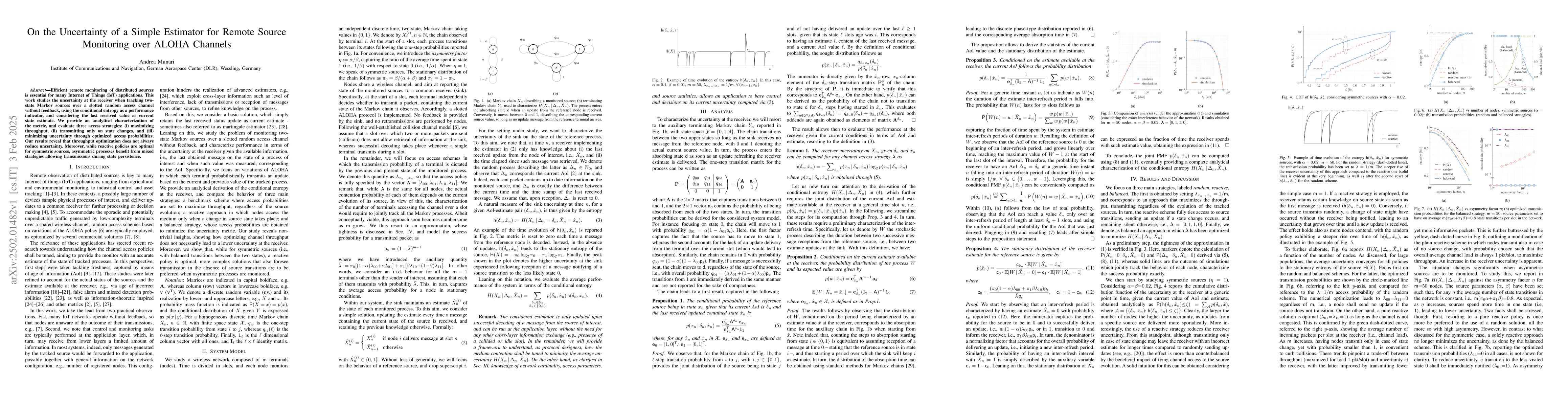 Thumbnail for On the Uncertainty of a Simple Estimator for Remote Source Monitoring
  over ALOHA Channels