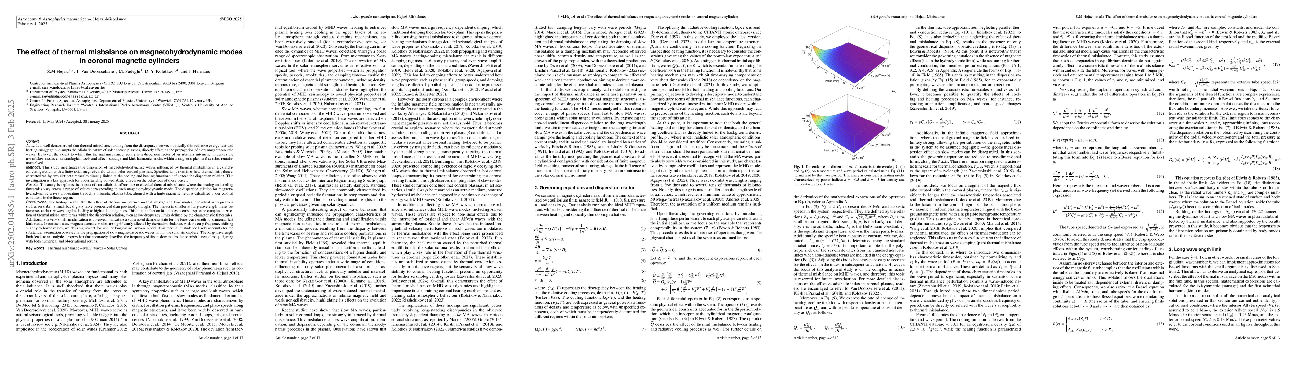 Thumbnail for The effect of thermal misbalance on magnetohydrodynamic modes in coronal
  magnetic cylinders