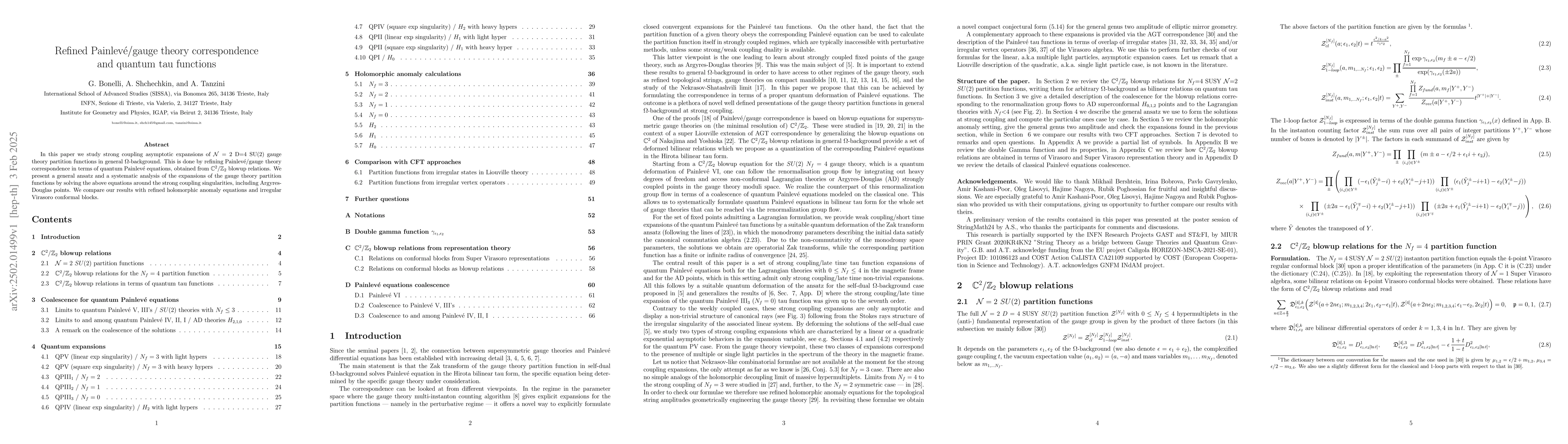 Thumbnail for Refined Painlevé/gauge theory correspondence and quantum tau functions