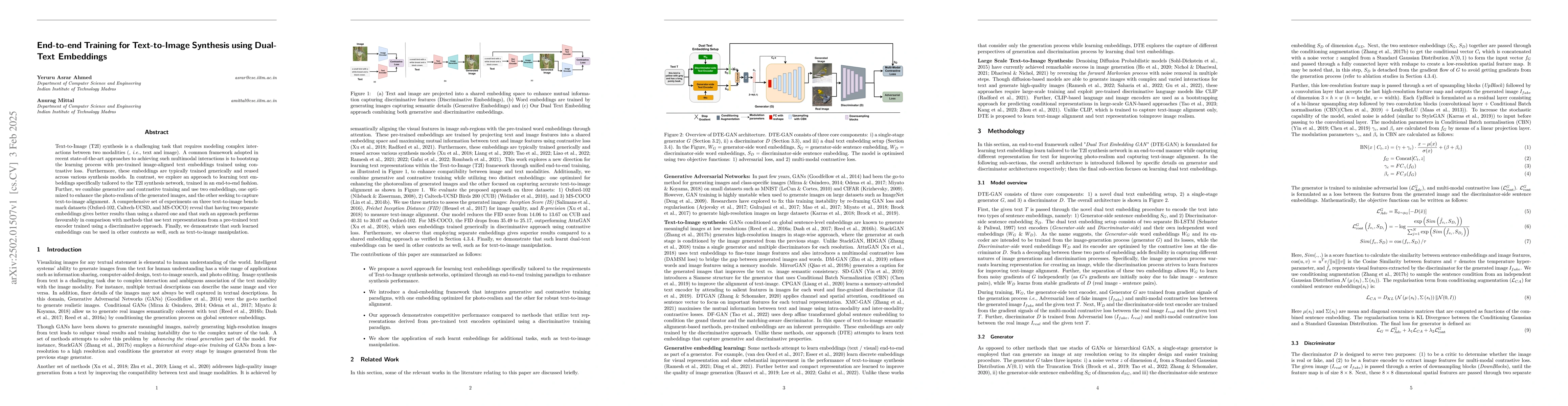Thumbnail for End-to-end Training for Text-to-Image Synthesis using Dual-Text
  Embeddings